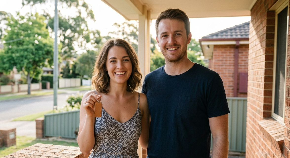 Clients holding new home keys
