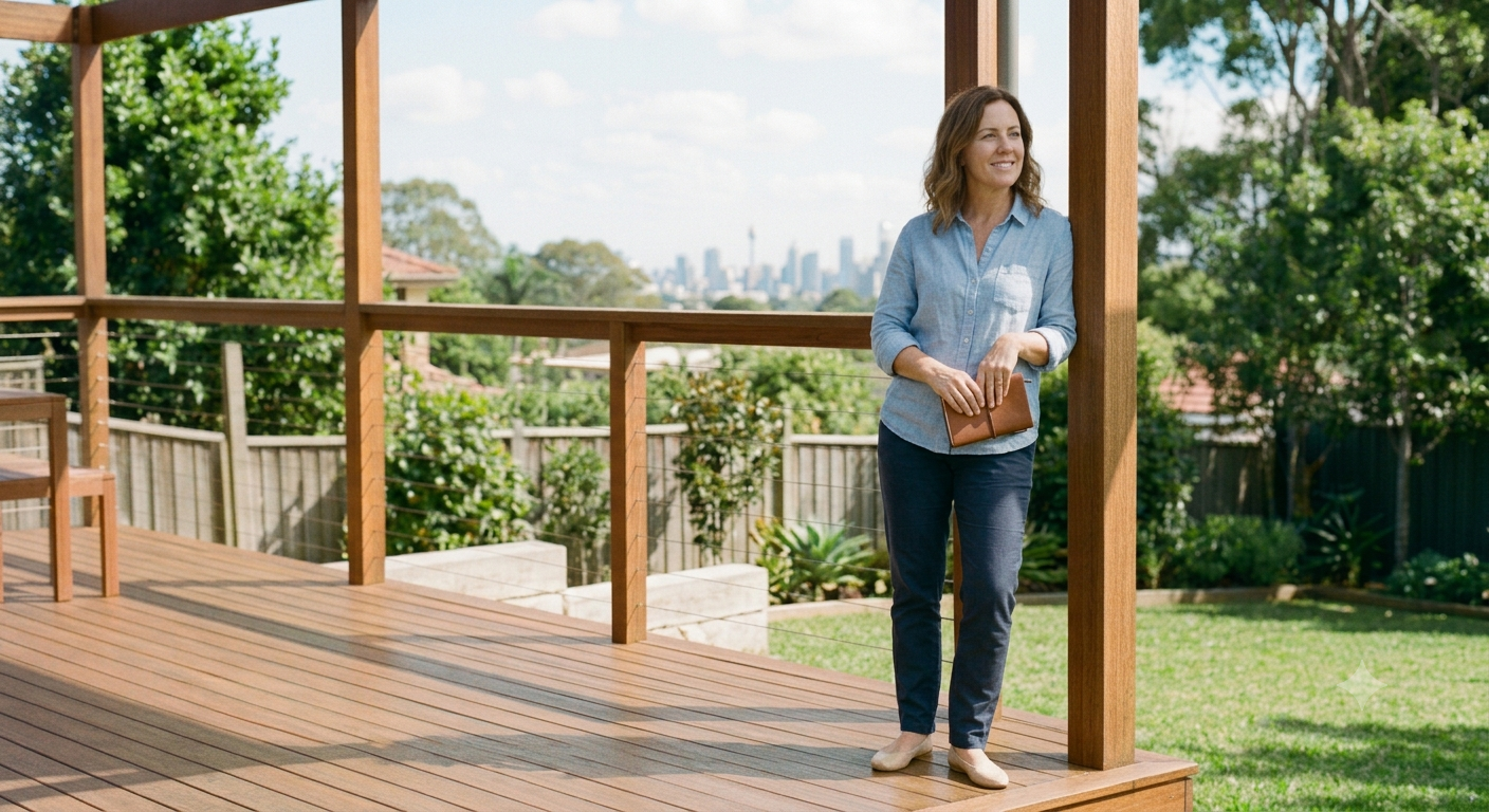 Client on her home deck